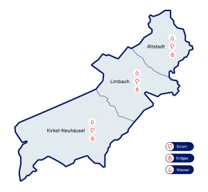 Karte des Vertriebsgebiet der GWK